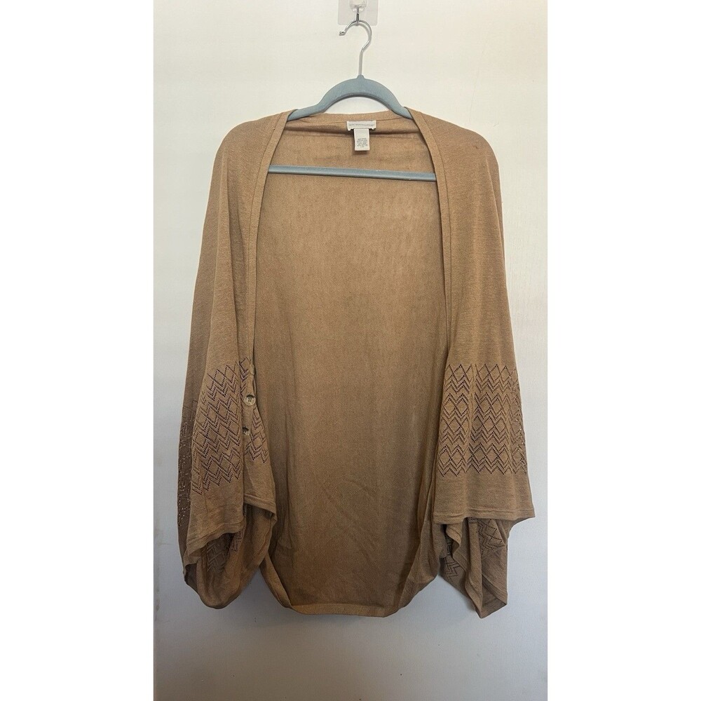 Soft Surroundings Beige Knit Cardigan Sweater Button Accent Women's L/XL